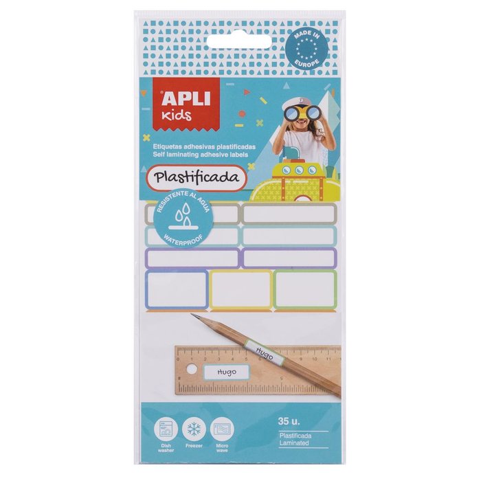 ETIQUETAS ADHESIVAS PLASTIFICADAS BLISTER 35 UDS | 1 UNIDADES | (APLI)