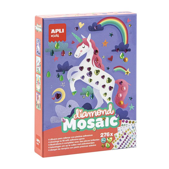 JUEGO INFANTIL MOSAICO DIAMANTES UNICORNIO | APLI JUEGOS | 1 UNIDAD | 8410782179276