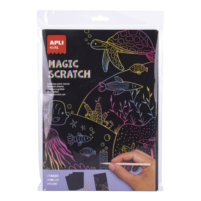 Láminas para Rascar Magic Scratch 10 hojas 5 herramientas APLI JUEGOS