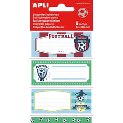 ETIQUETAS ESCOLARES FUTBOL 9 UNIDADES SURTIDAS | 5 UNIDADES | (APLI)