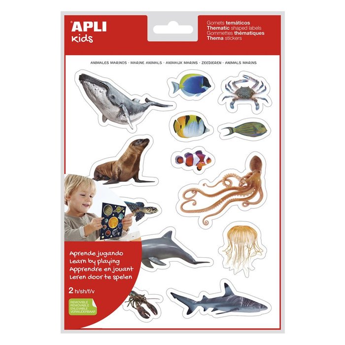 Bolsa 2 Hojas Gomets Animales Marinos Realistas