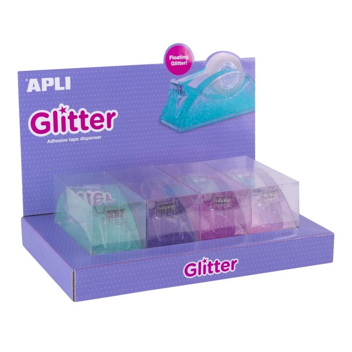 Portarrollos cinta adhesiva Glitter 33 m, 4 modelos Apli