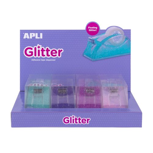 Portarrollos cinta adhesiva Glitter 33 m, 4 modelos Apli