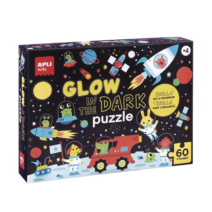 PUZLE FLUORESCENTE ESPACIO 60 PIEZAS TAMAÑO 6 X 6 CM | APLI JUEGOS | 1 UNIDAD | 8410782188131 Imagen principal del producto