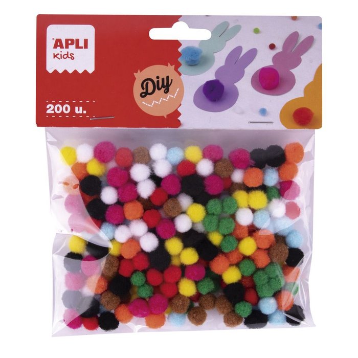Bolsa Pompones Mini Surtidos 200 Unidades