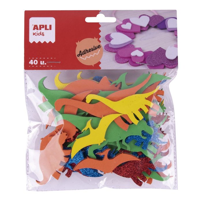 Bolsa 40 Dinosaurios Goma Eva Autoadhesivos