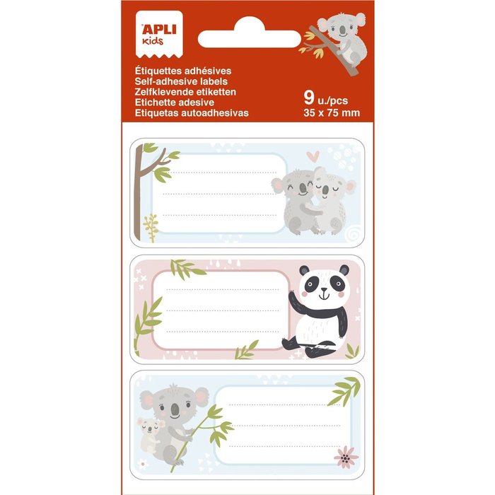 Bolsa de 9 Etiquetas Nombres Koalas APLI 81x36 mm Imagen principal del producto
