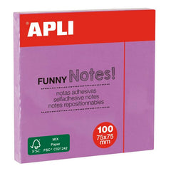 NOTAS ADHESIVAS 75 X 75 MM DE COLOR LILA PASTEL | 12 UNIDADES | (APLI)