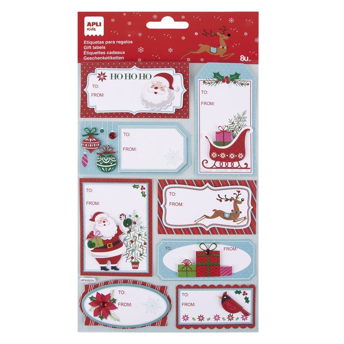ETIQUETAS REGALO NAVIDAD PAPA NOEL SURTIDAS | 5 UNIDADES | (APLI)