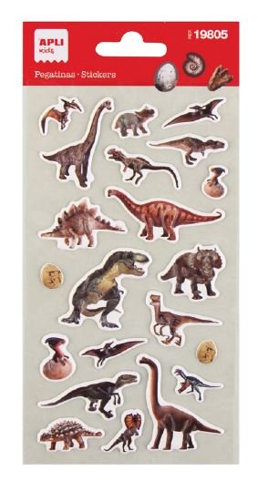 BLISTER PEGATINAS DINOSAURIOS REALISTAS 1 HOJA | APLI MANUALIDADES | ENVASE 5 UDS. UNIDAD | 18410782198052