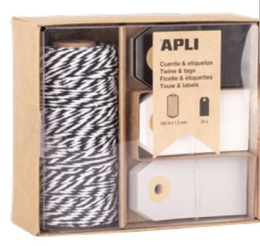 SET GIFT BOX CUERDA MAS ETIQUETAS ELEGANCE | APLI MANUALIDADES | 1 UNIDAD | 8410782198444