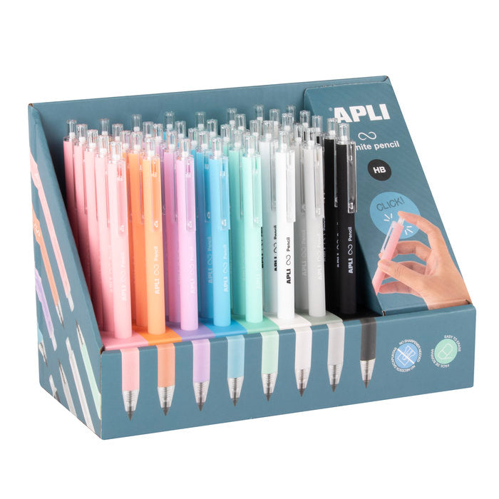 Expositor 40 Lápices Retráctil Infinite Pencil Hb Surtidos Marca APLI Diseño