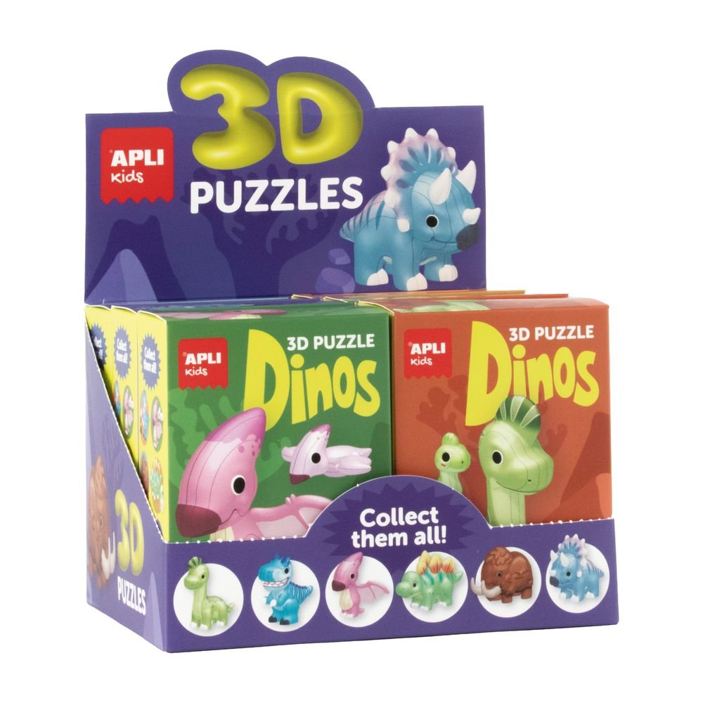 Display 6 Puzles 3D Dinosaurios Surtidos Apli Juegos