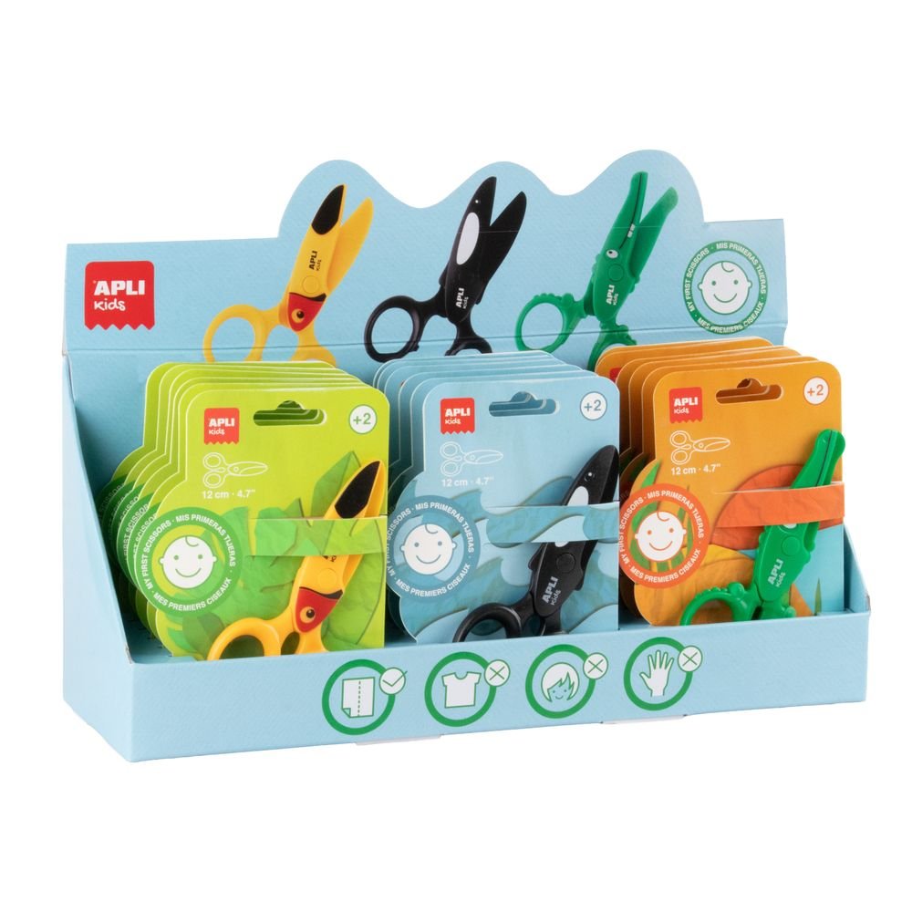 Tijeras preescolares Apli animales 12 cm - Expositor 18 unidades