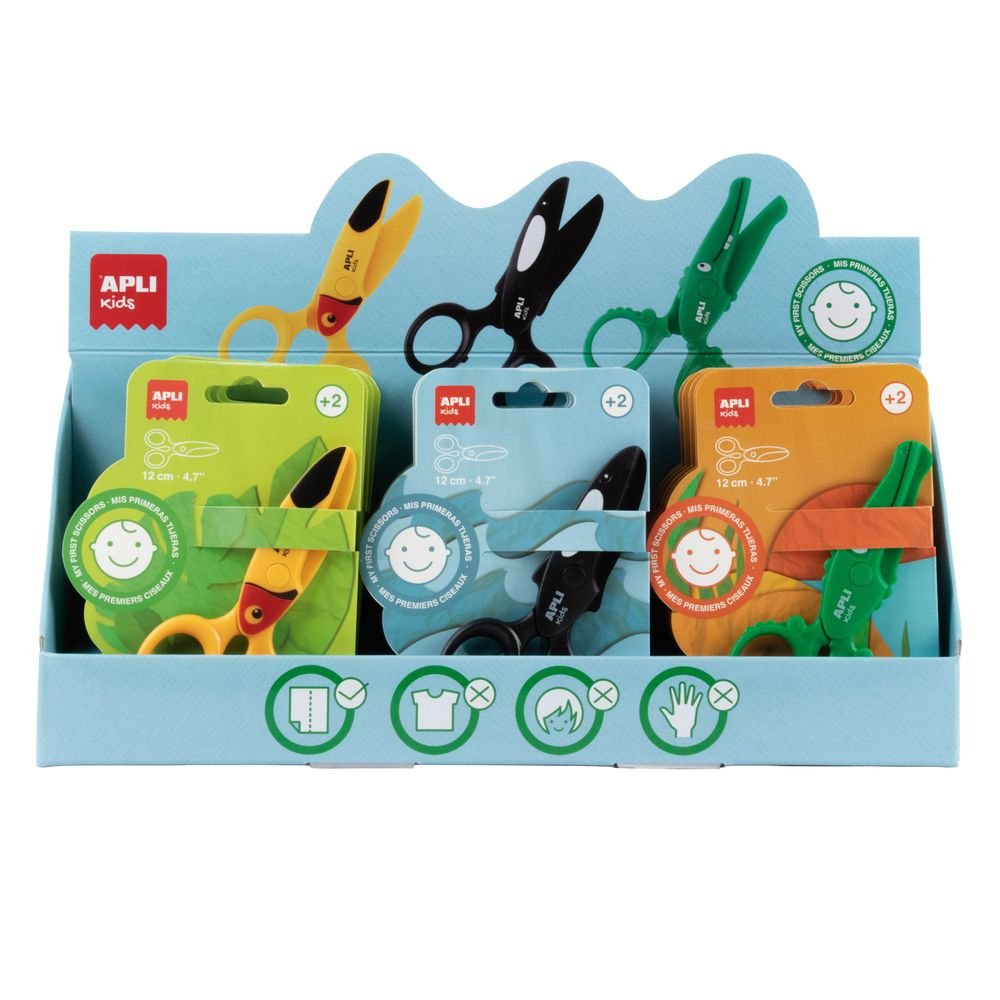 Tijeras preescolares Apli animales 12 cm - Expositor 18 unidades