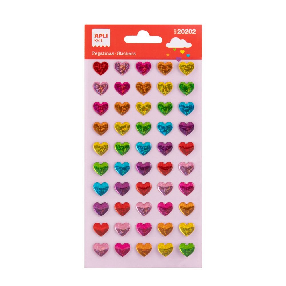 BLISTER PEGATINAS CORAZONES RAINBOW 1 HOJA | APLI MANUALIDADES | ENVASE 5 UDS. UNIDAD | 18410782202025 Imagen principal del producto