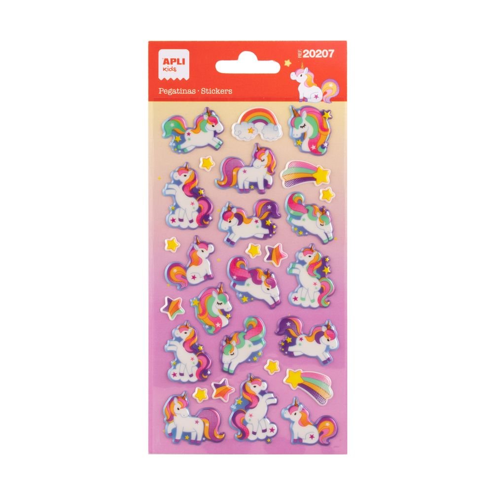 BLISTER PEGATINAS UNICORNIOS PUFFY 1 HOJA | APLI MANUALIDADES | ENVASE 5 UDS. UNIDAD | 18410782202070 Imagen principal del producto