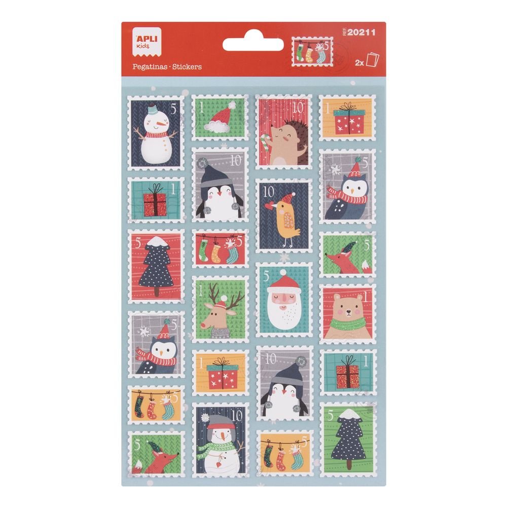 BLISTER PEGATINAS SELLOS NAVIDAD 1 HOJA SURTIDA | APLI MANUALIDADES | ENVASE 5 UDS. UNIDAD | 18410782202117 Imagen principal del producto
