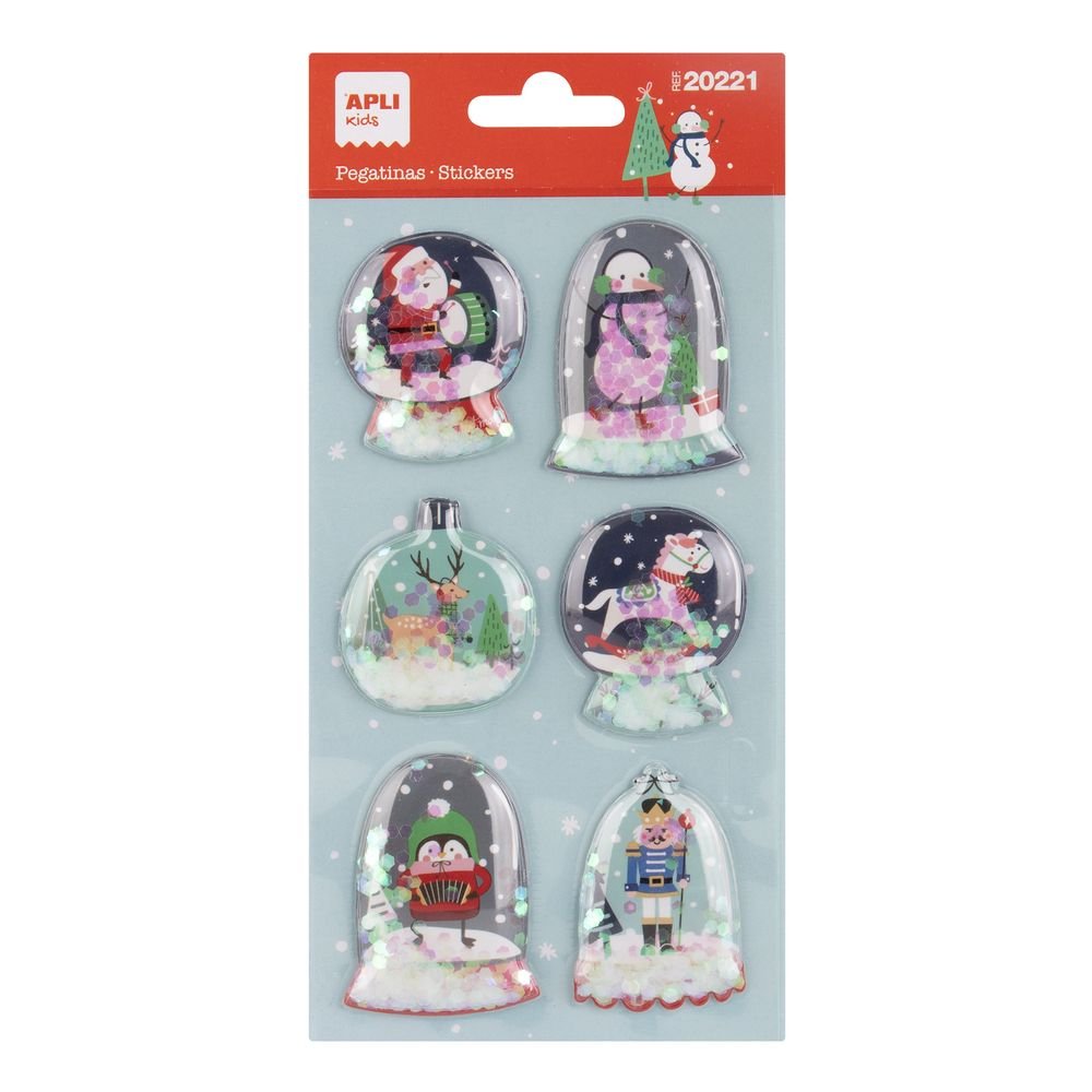 BLISTER PEGATINAS BOLA DE NIEVE 1 HOJA SURTIDA | APLI MANUALIDADES | ENVASE 5 UDS. UNIDAD | 18410782202216 Imagen principal del producto