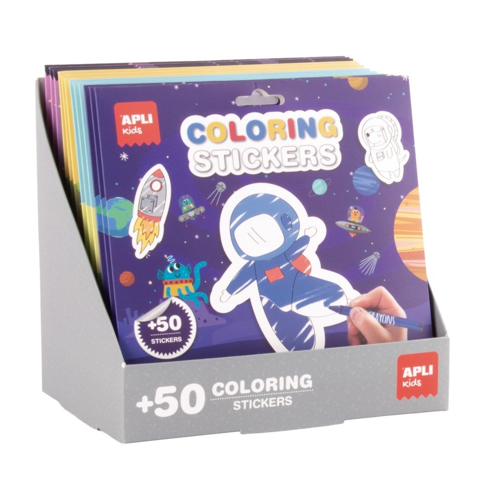 Expositor 12 sets pegatinas coloreables Apli