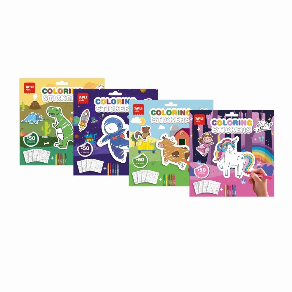 Expositor 12 sets pegatinas coloreables Apli