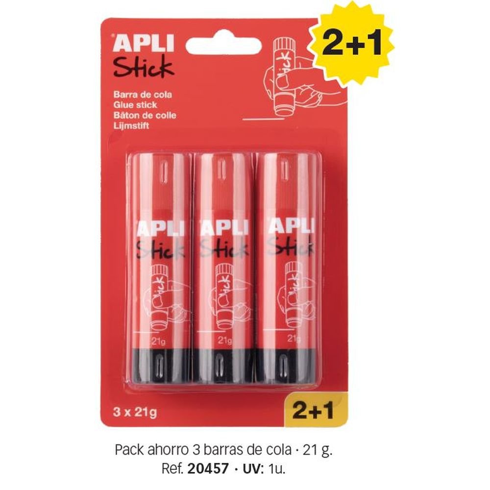 Pack 2+1 barras adhesivas APLI 21 g para pegar con precisión Imagen principal del producto