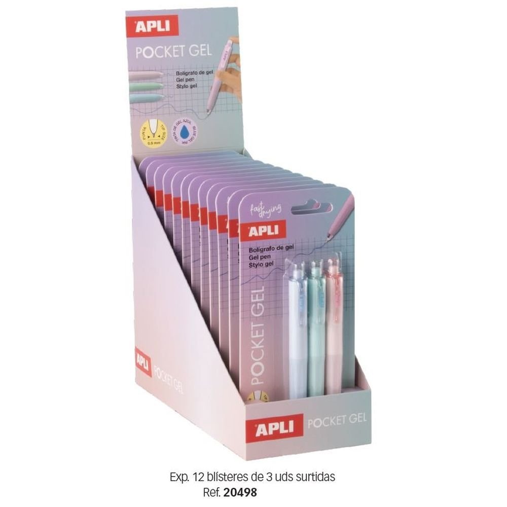 Expositor 12 Blister Boligrafos Gel Mini Surtido Apli Diseño