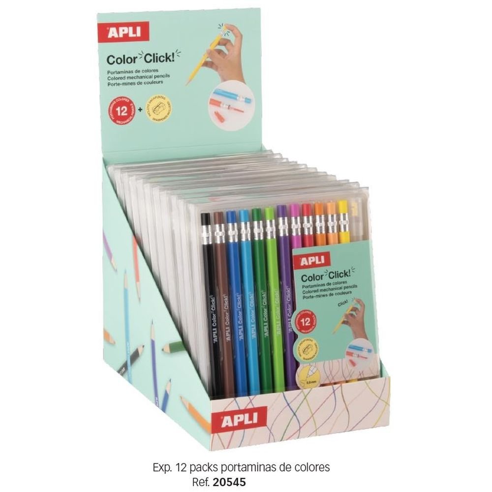 Expositor 12 Pack Portaminas Color Click Surtidos 2,6 mm Apli Diseño