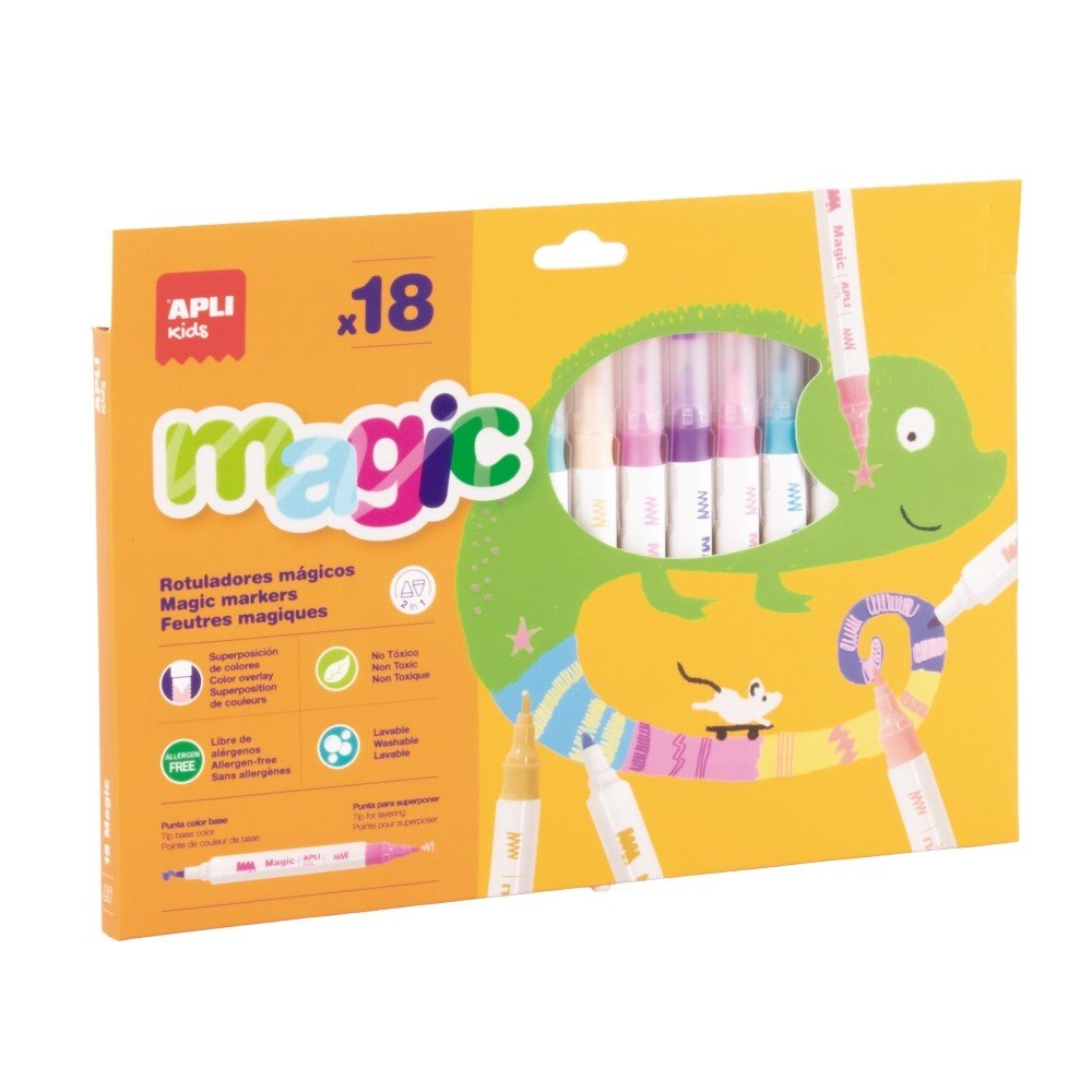 Rotuladores Magic 18 colores doble punta APLI