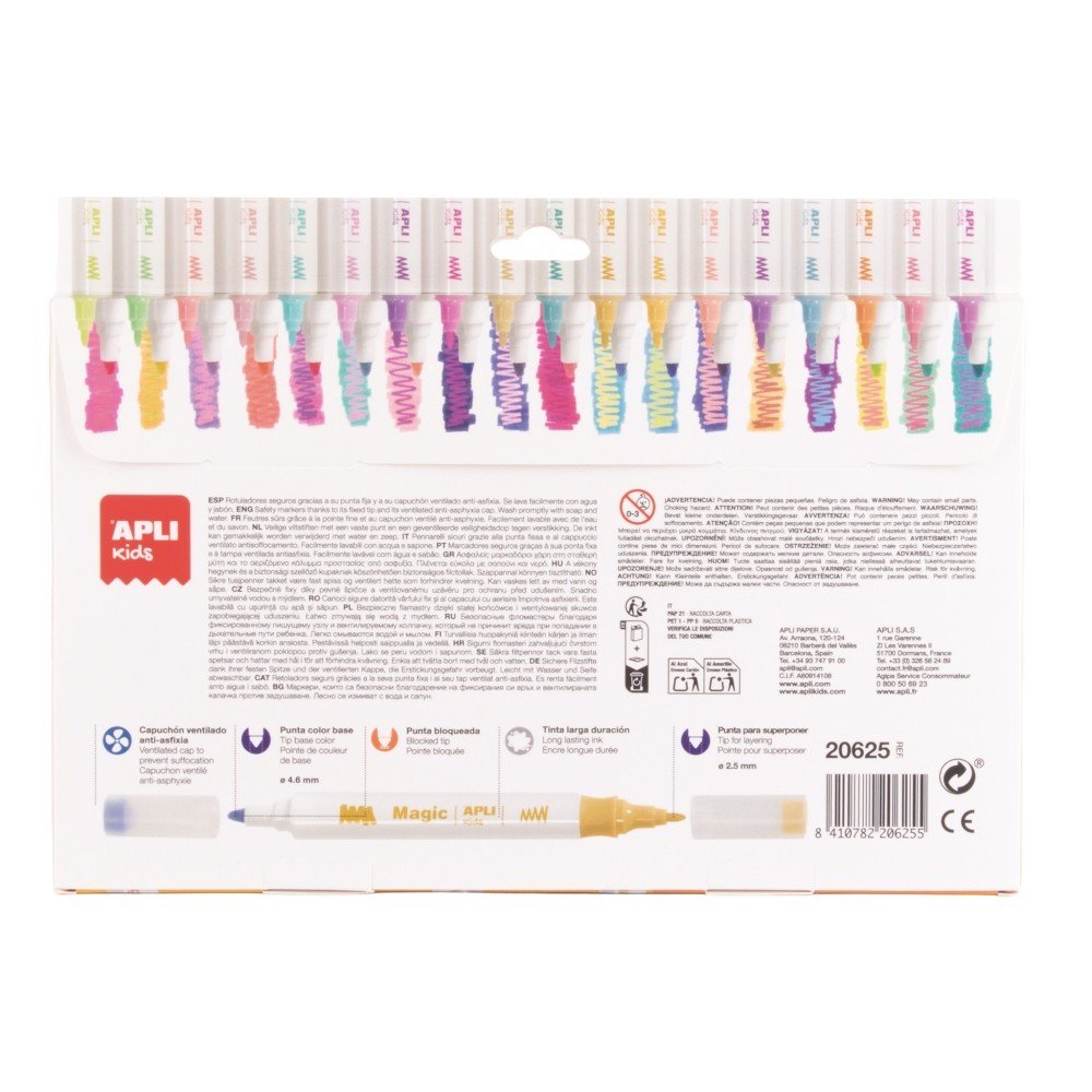 Rotuladores Magic 18 colores doble punta APLI