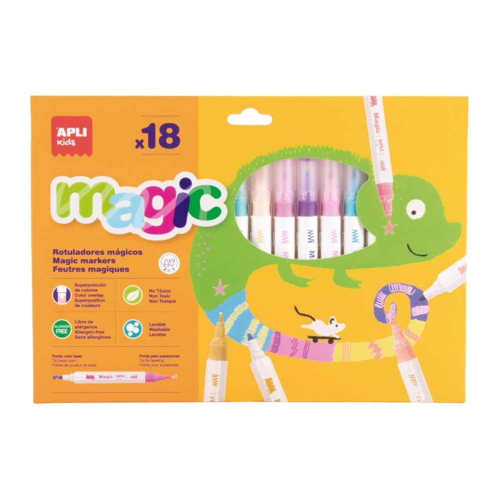 Rotuladores Magic 18 colores doble punta APLI