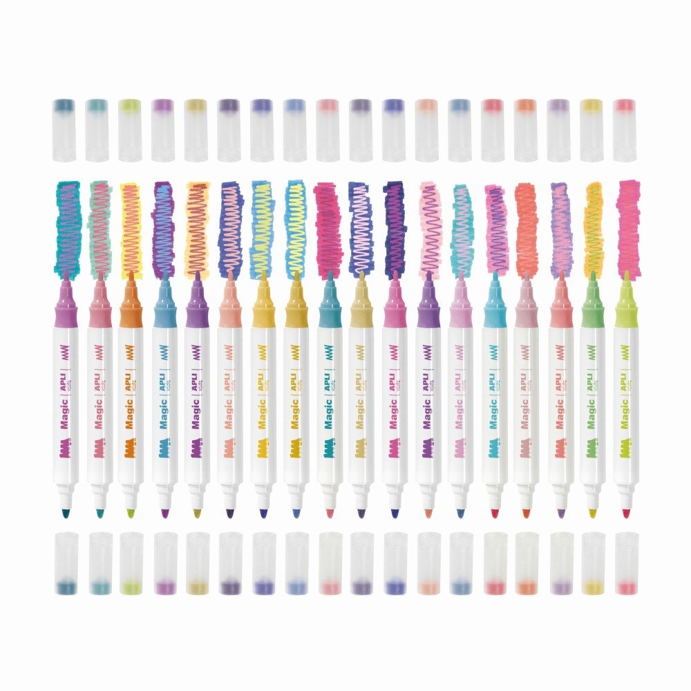 Rotuladores Magic 18 colores doble punta APLI