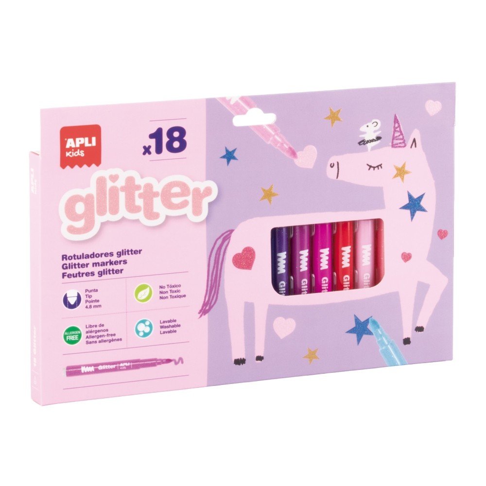 Rotuladores Glitter 18 colores APLI Manualidades