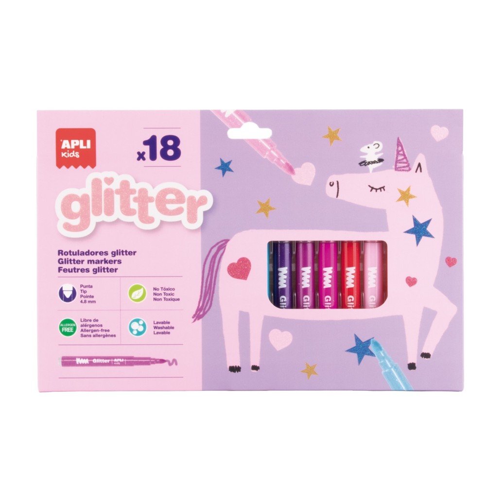 Rotuladores Glitter 18 colores APLI Manualidades