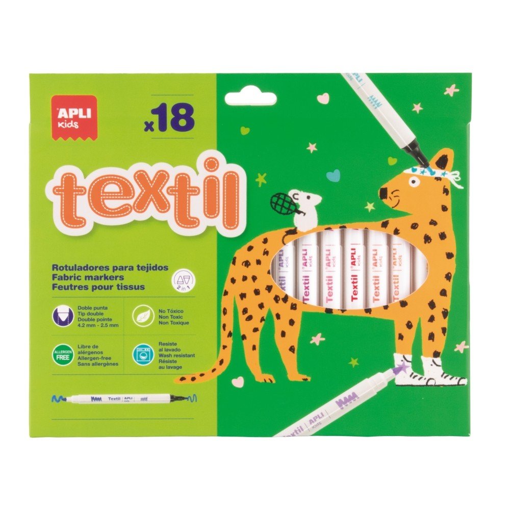 Rotuladores Textil 18 colores dobles APLI