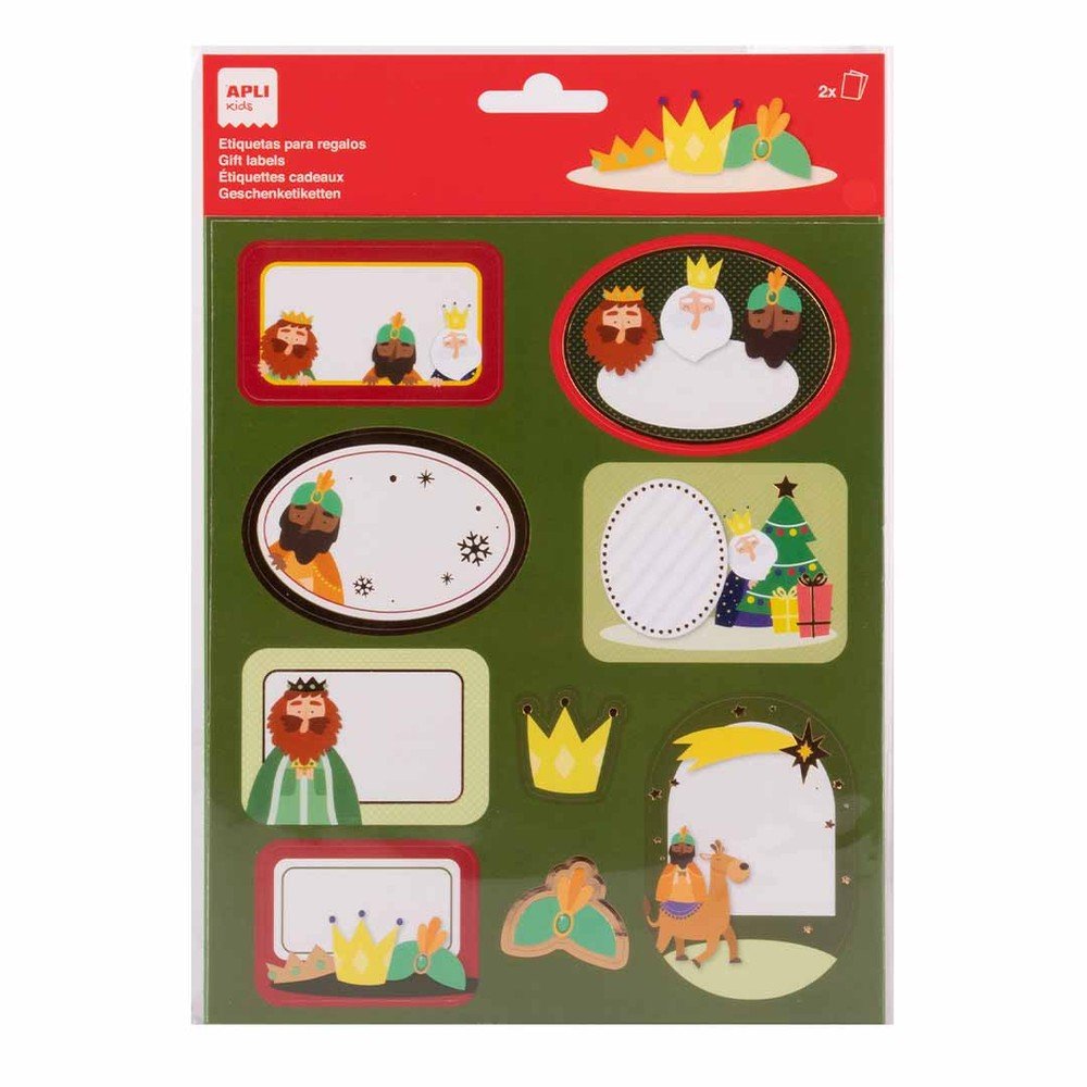 Etiquetas regalo Reyes Magos Apli 18 unidades (5 pack)