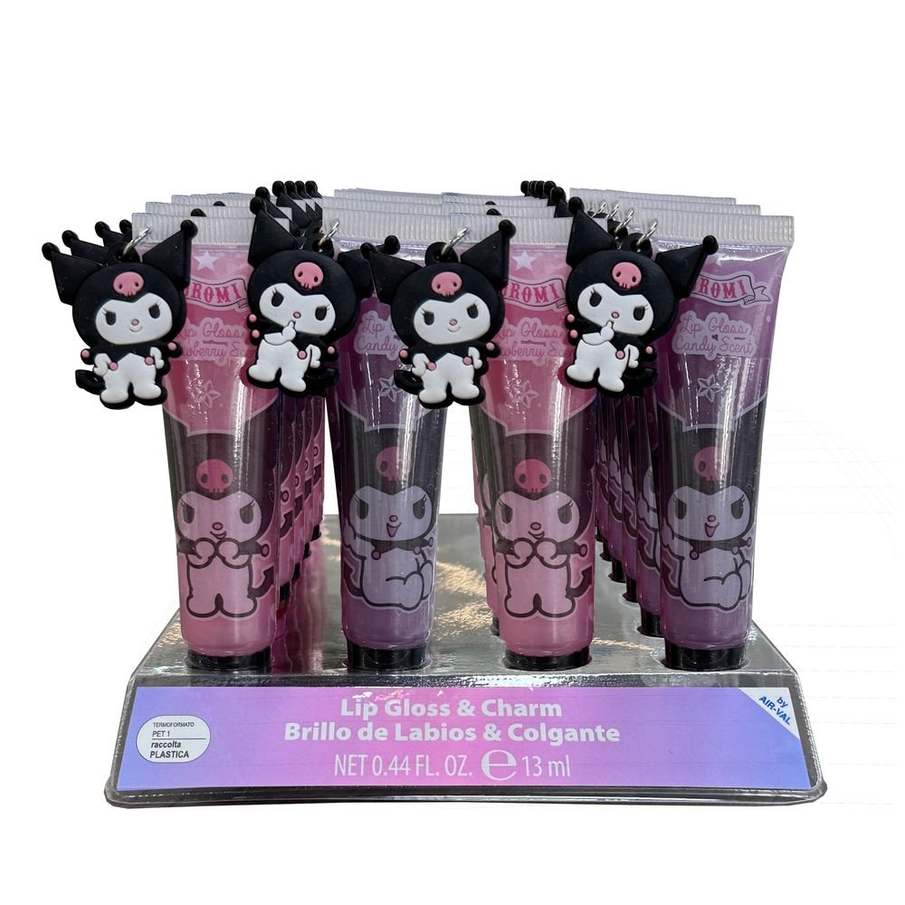 Expositor 24 Brillo Labios 13 ml con Charm Kuromi AIRVAL Maquillaje