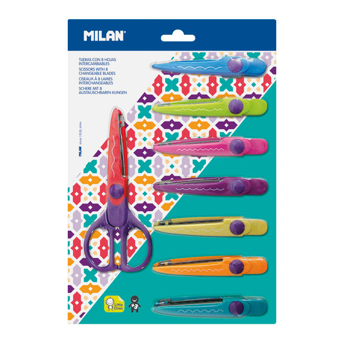 TIJERA ZIG ZAG + 8 CUCHILLAS INTERCAMBIABLES BLISTER | 1 UNIDADES | (MILAN) Imagen principal del producto