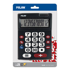 CALCULADORA MILAN BLISTER 12 DIGITOS TECLAS GRANDES NEGRO | 1 UNIDADES | (MILAN)