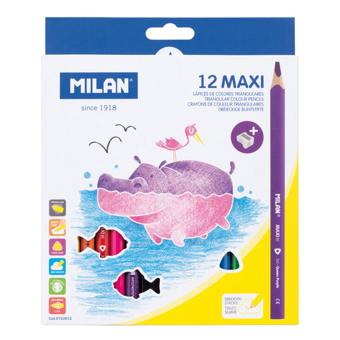 LAPIZ COLORES MILAN C/12 MAXI TRIANGULAR | 1 UNIDADES | (MILAN)