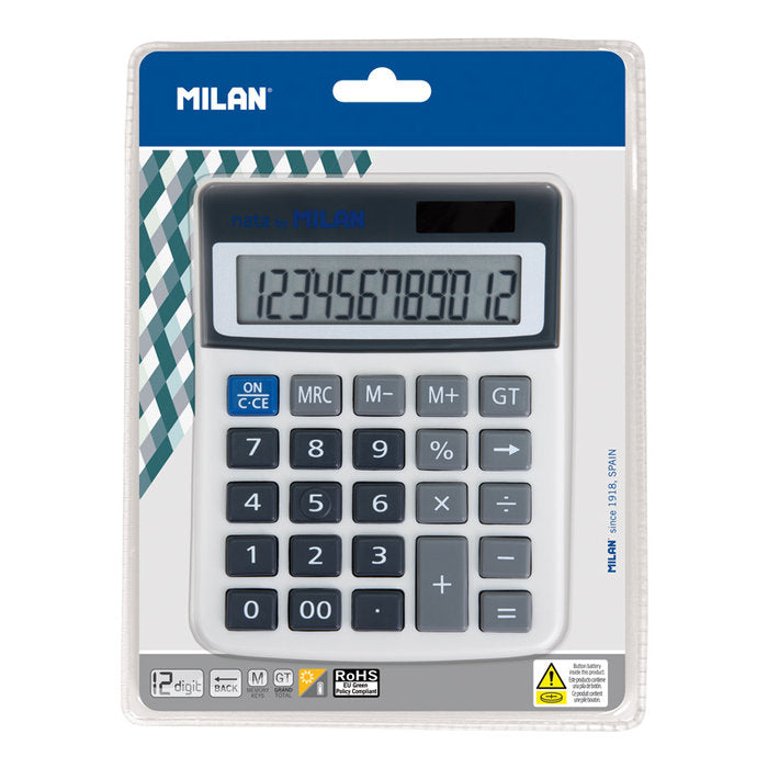 CALCULADORA MILAN 12 DIGITOS AZUL | 1 UNIDADES | (MILAN) Imagen principal del producto