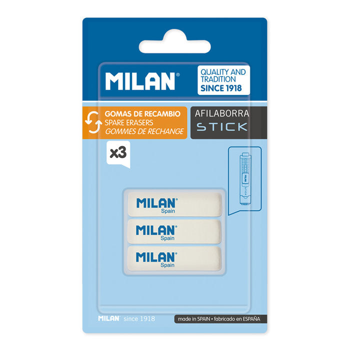 Blister 3 Gomas Recambio para Afilaborra Milan Stick