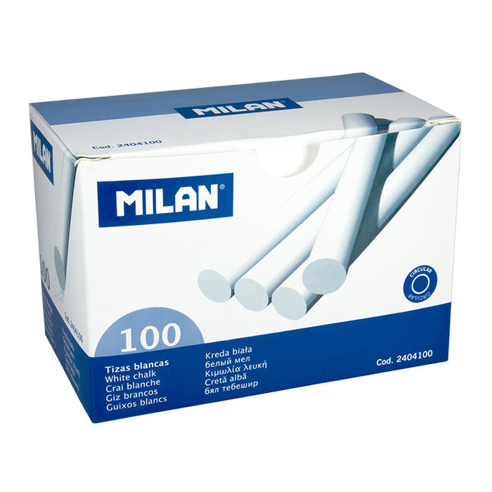 Estuche 100 Tizas Antipolvo Blanco Milan Imagen principal del producto