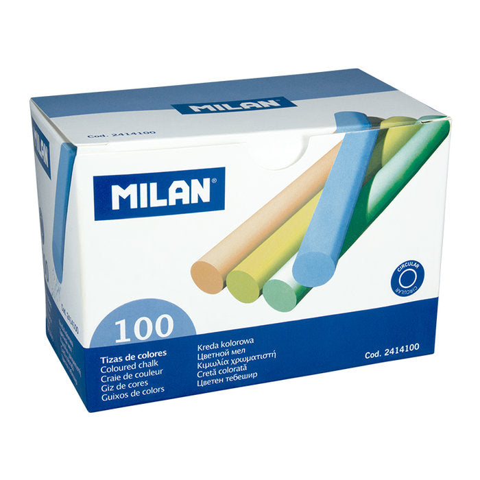 Tiza Milan C/100 Colores Surtidos Libre Todo Tipo Alergenos