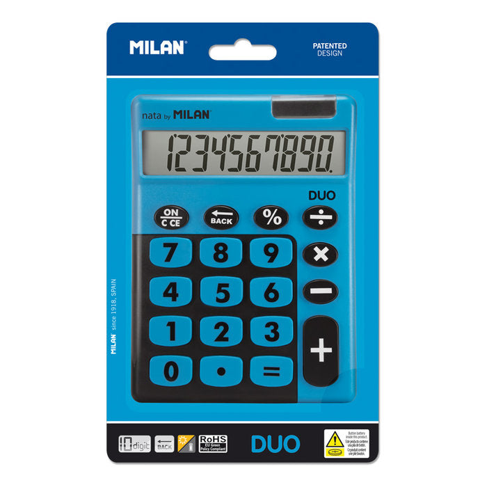 CALCULADORA MILAN DUO 10 DIGITOS AZUL | 1 UNIDADES | (MILAN)