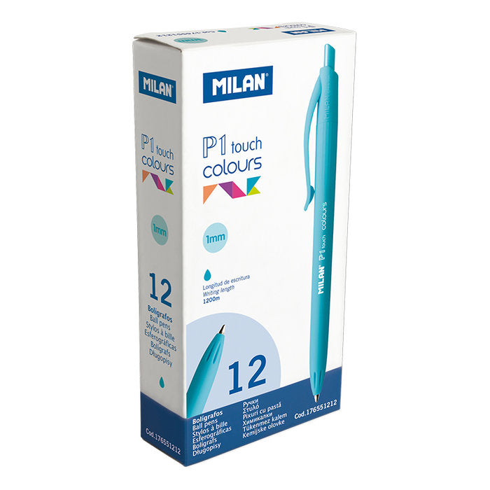 BOLIGRAFO MILAN P1 TOUCH COLOURS AZUL TURQUESA | 12 UNIDADES | (MILAN)