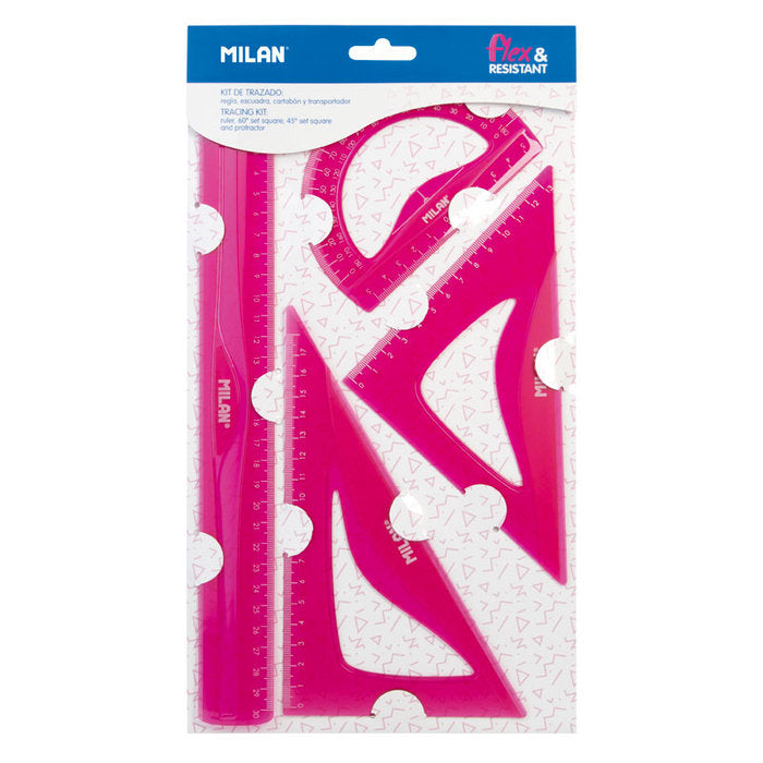 Estuche de Dibujo Flexible 4 Piezas 30CM Rosa