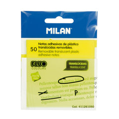 NOTAS ADHESIVAS 76X76 TRANSPARENTES AMARILLO 50 HOJAS | 1 UNIDADES | (MILAN)