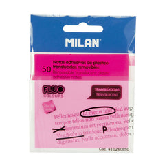 NOTAS ADHESIVAS 76X76 TRANSPARENTE ROSA 50 HOJAS | 1 UNIDADES | (MILAN)