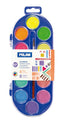 Acuarelas 12 Pastillas 30mm y Pincel Colores Fluor y Metal Milan